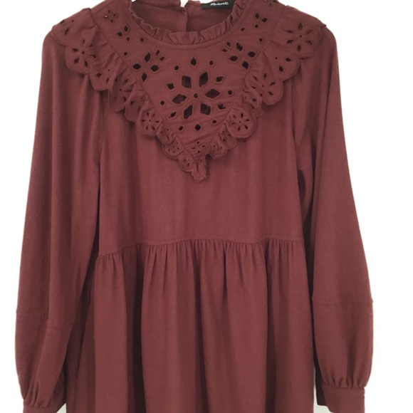 Madewell Embroidered Ruffled Flannel Mini Dress - Picture 4 of 13